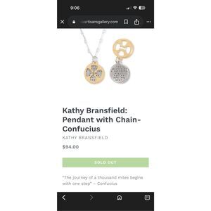 Kathy Bransfield Sterling & Gold Tone Confucius Pendant Necklace